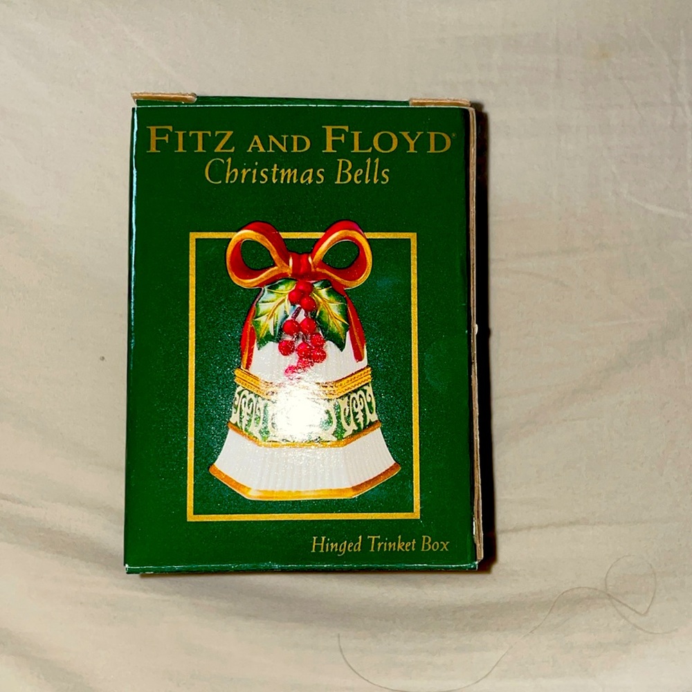 Vintage Fitz and Floyd Christmas Bell hinged trinket box